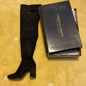 Black suede thigh high boots